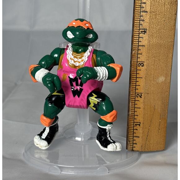 VTG Playmates TMNT 1991 Shell Slammin’ Mike Teenage Mutant Ninja Turtles Figure - Picture 4 of 8